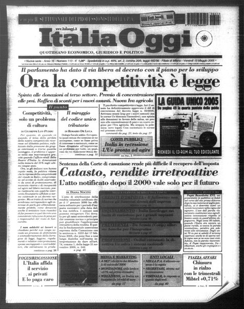 Italia oggi : quotidiano di economia finanza e politica